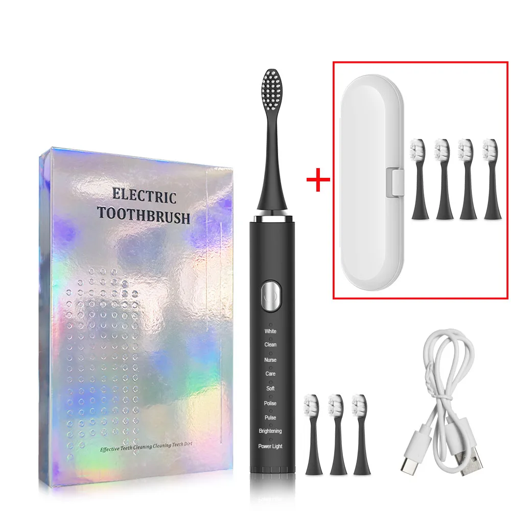 thumbnail image 1 of Cepillo de dientes eléctrico para adultos, recargable, cabezales de repuesto, lavable, blanqueador electrónico, cepillo de dientes sónico, 1 of 5