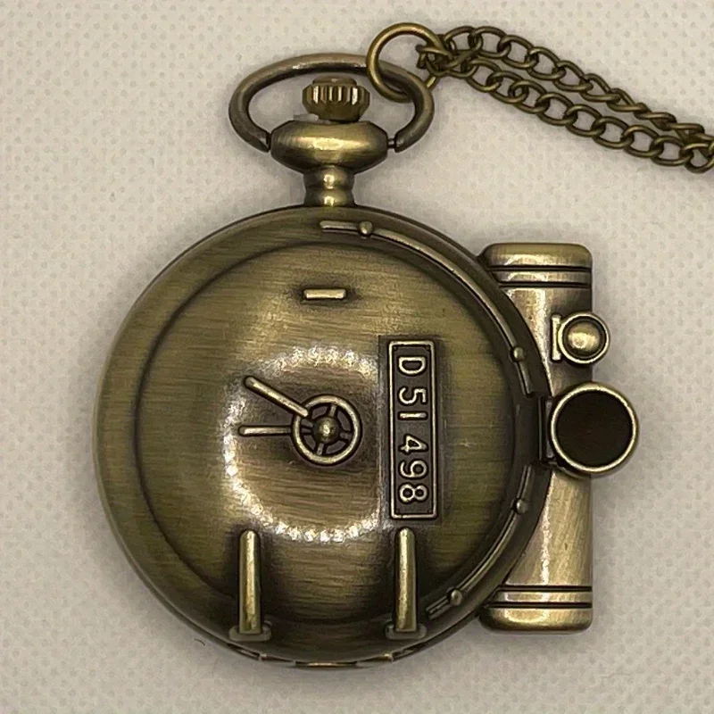 Steam Train Quartz Pocket Watch For Women Men Vintage Analog Clock Necklace Chain Souvenir Gift For Father's Day