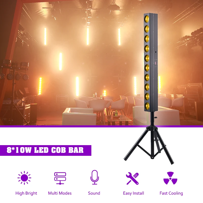 Sunart 픽셀 10x10W COB LED 워시 바 무대 효과 조명, DJ 디스코 웨딩 이벤트 DMX 사운드 자동 벽 세탁기 투광 램프