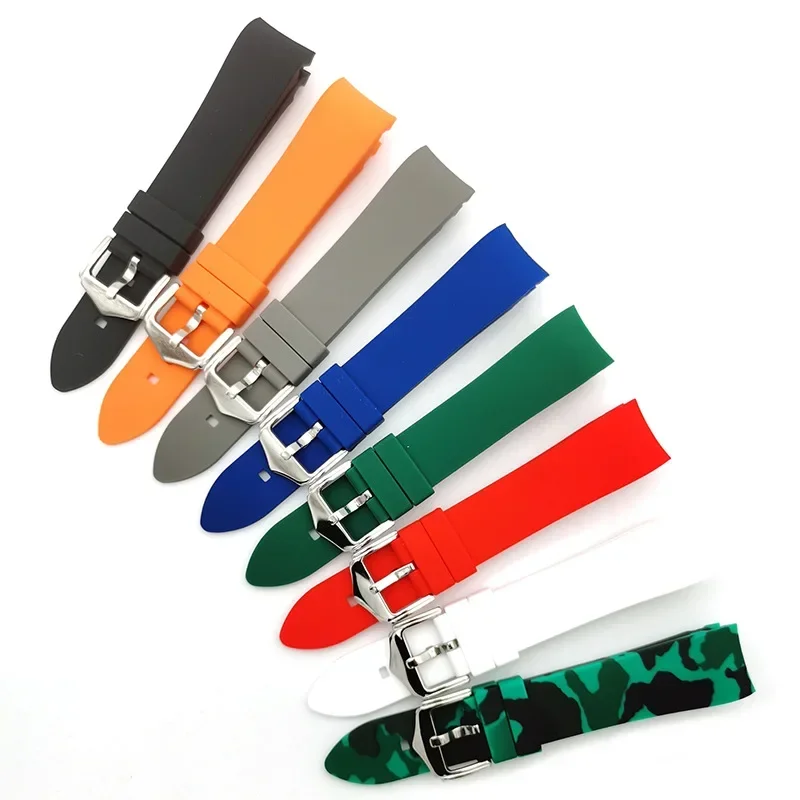Silicone Strap with Curved Ends for Sport Watches - Replacement Wrist Band Accessory
