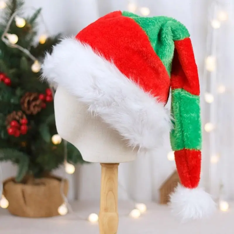 Unisex Stripe Santa Hats Soft Comfortable Christmas Hats Festives Holiday for Parties and Holiday Gatherings