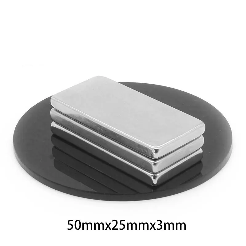 강력한 쿼드레이트 네오디뮴 자석, N35, NdFeB 롱 냉장고 자석, 블록 희토류 자석, 50x25x3mm, 1 개, 2 개, 5 개