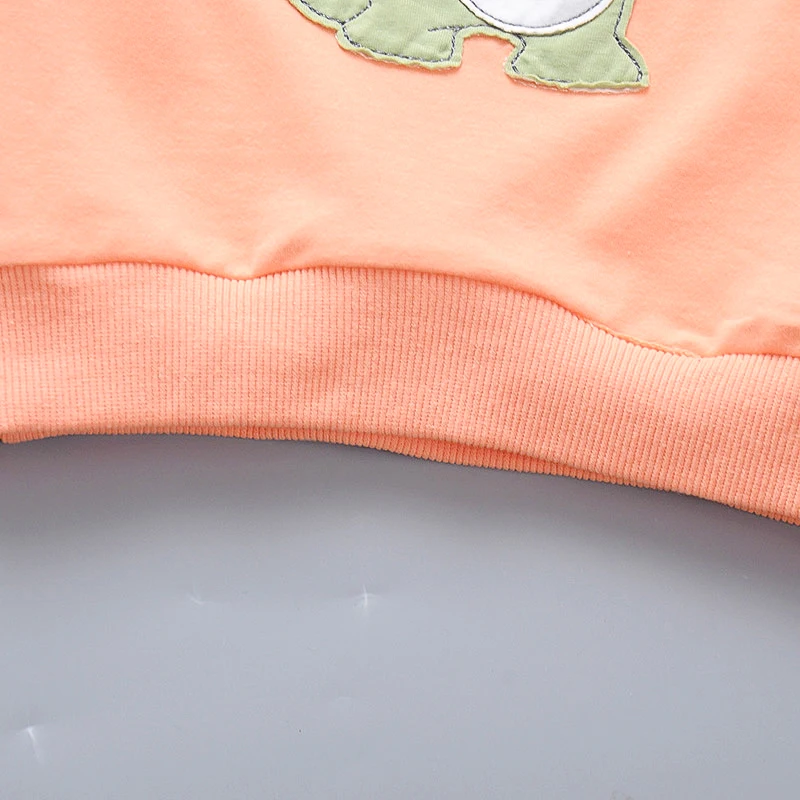 Spring Baby Girl Dress Hoodie Long Sleeve Round Neck Cartoon Dinosaur Sweet Princess Dress Birthday Party Team