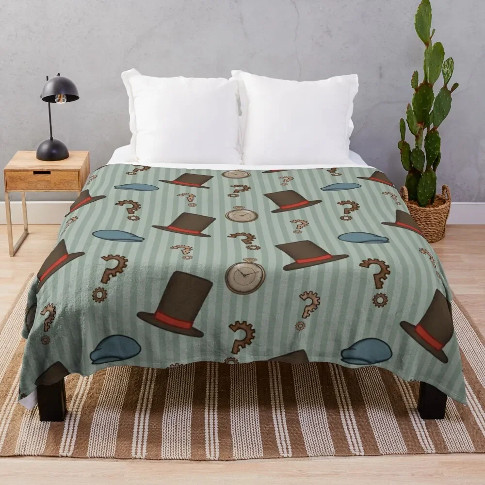 

Professor Layton Repeated Pattern (Green) Throw Blanket Heavy for sofa Polar Designers Blankets