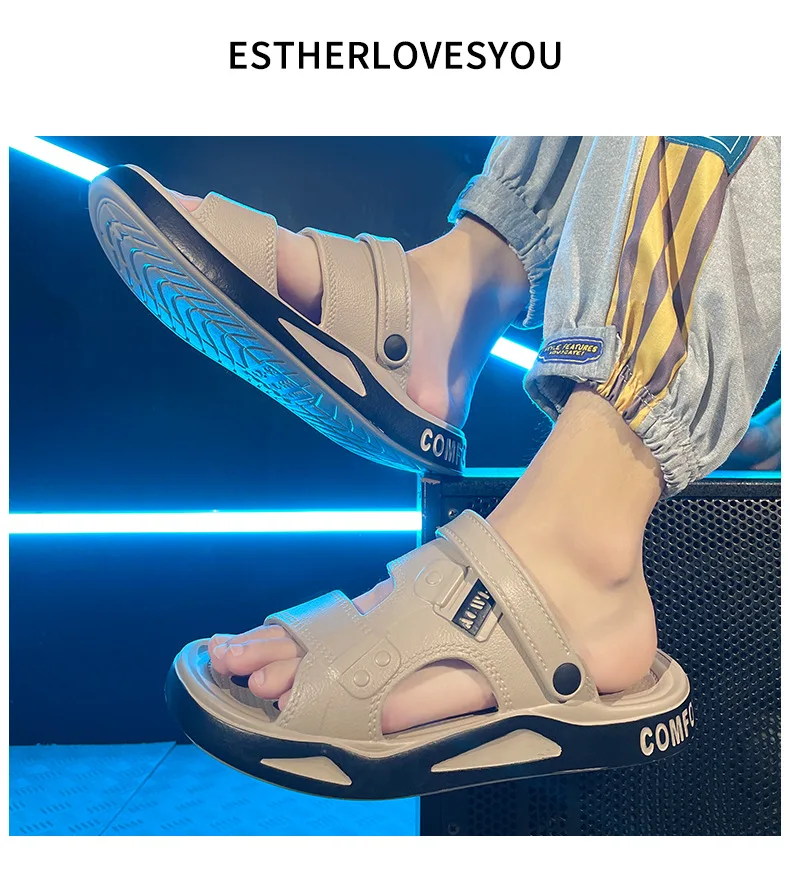 الرجال الصيف إيفا الصنادل شباشب على الموضة داخلي خفيفة الوزن لينة المضادة للانزلاق الشقق الرجال الصنادل في الهواء الطلق الشاطئ الصنادل المفتوحة تو