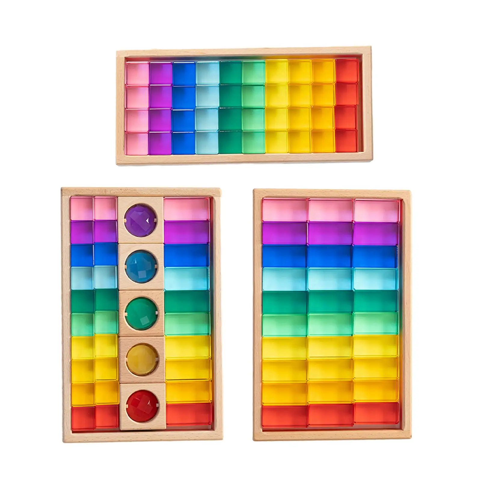 Rainbow Building Blocks Set Rainbow Acrylic Gemstone Cubes for Age 3 4 5 6