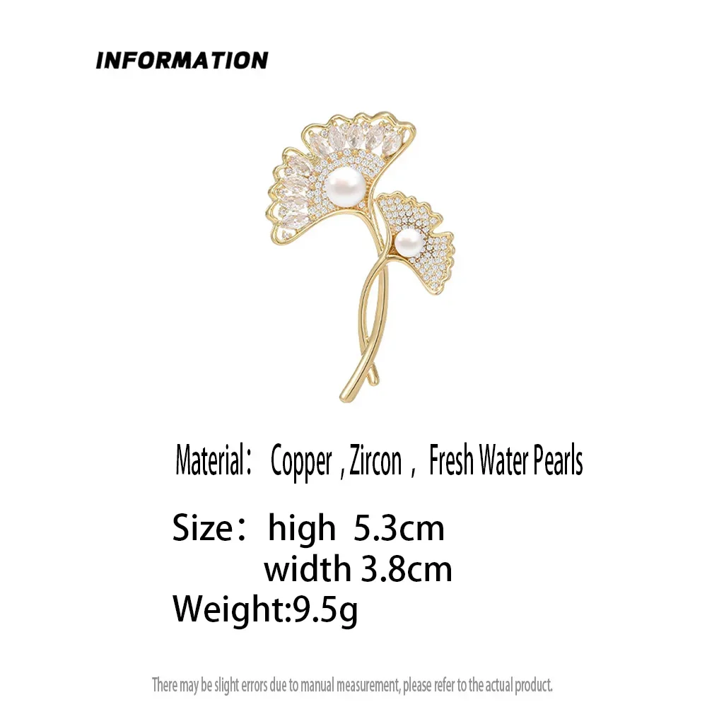 Retro Elegant Ginkgo Leaf Brooches for Women Wedding Party Flower Brooch Pin Fashion Bijouterie Broche Femme Bijoux De Luxe