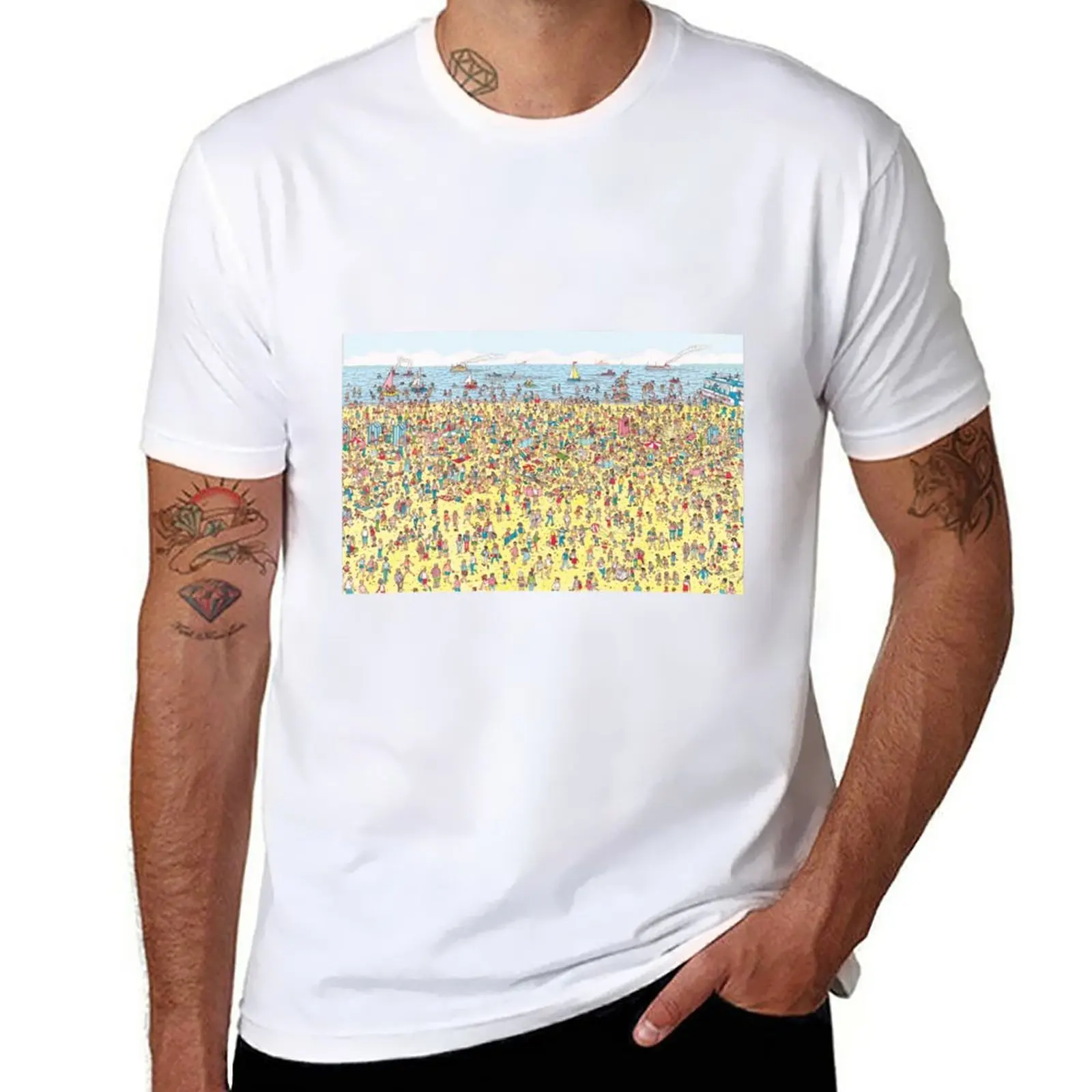 Dove Sta Wally/ Waldo - Find Wally/ Waldo Book - Part Iii Wh'S Wally At The Beach T-Shirt Customs Men T-Shirt