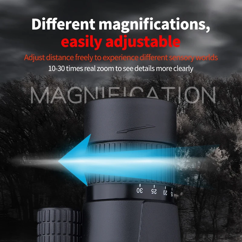 Zoom HD Telescope 10-30x50 Monocular Camping Powerful Largo Alcance With Tripod Phone Clip For Watching Bird Hunting Binoculars