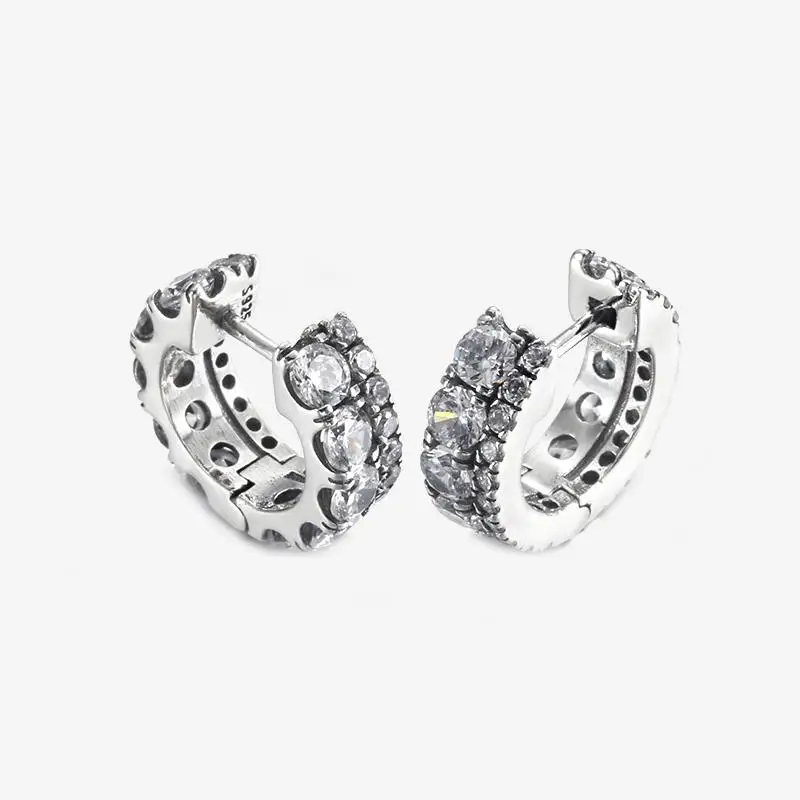 2022 Authentic 925 Sterling Silver Earring Sparkling Star Blue Gem Golden Heart Halo Stud Earrings Women Jewelry BirthdayGift