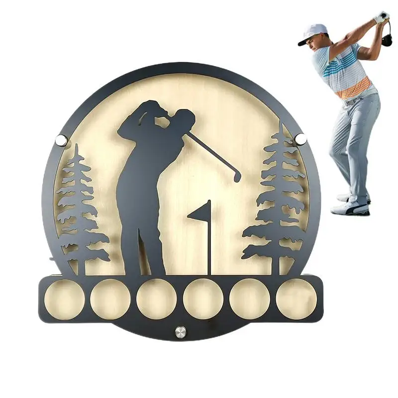 

Golfer Wall Art Wall Mount 6 Golf Ball Collection Display Rack Golf Scene Wall Hang Decoration Silhouette Wall Art Ornament Sign