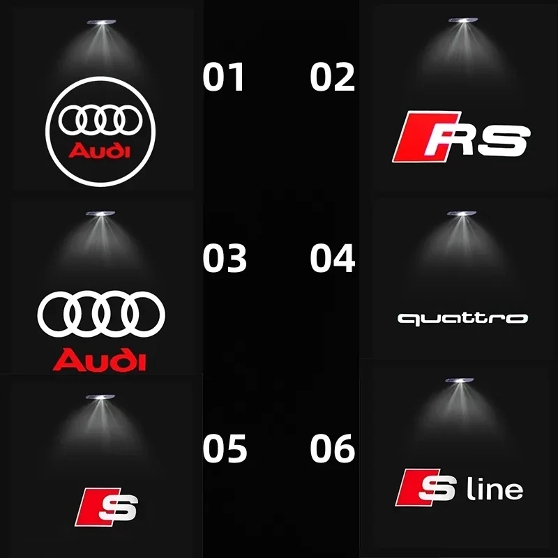 LED Light Car Door Projector Car Welcome Light For Audi S3 S6 Sline A4 B5 B6 B7 B8 B9 A1 A3 8V 8P 8L A6 C7 A5 A7 A8 Q3 Q5 Q6 Q7