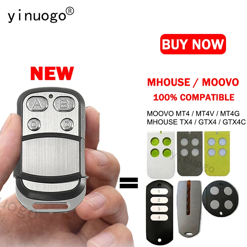 MHOUSE TX3 TX4 MT4 GTX4 MOOVO MT4G MT4V GTX4C 원격 제어 차고 문 오프너 433.92MHz 롤링 코드 핸드 헬드 송신기