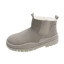 Winter Women Boots Plush Warm Platform Snow Boots Suede Casual Low Top Cotton Shoes Women #039 s Slip on Thicken Ankle Boots WSH4747 tanie tanio BeckyWalk BUTY NA ŚNIEG sztuczny zamsz RUBBER CN (pochodzenie) Zhejiang Na wiosnę jesień inny Pluszowe Płytkie Adult