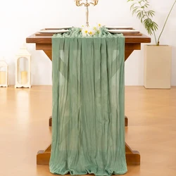 Lavender Boho Rustic Cheesecloth Table Runner for Events and Decorations (Sage Green)