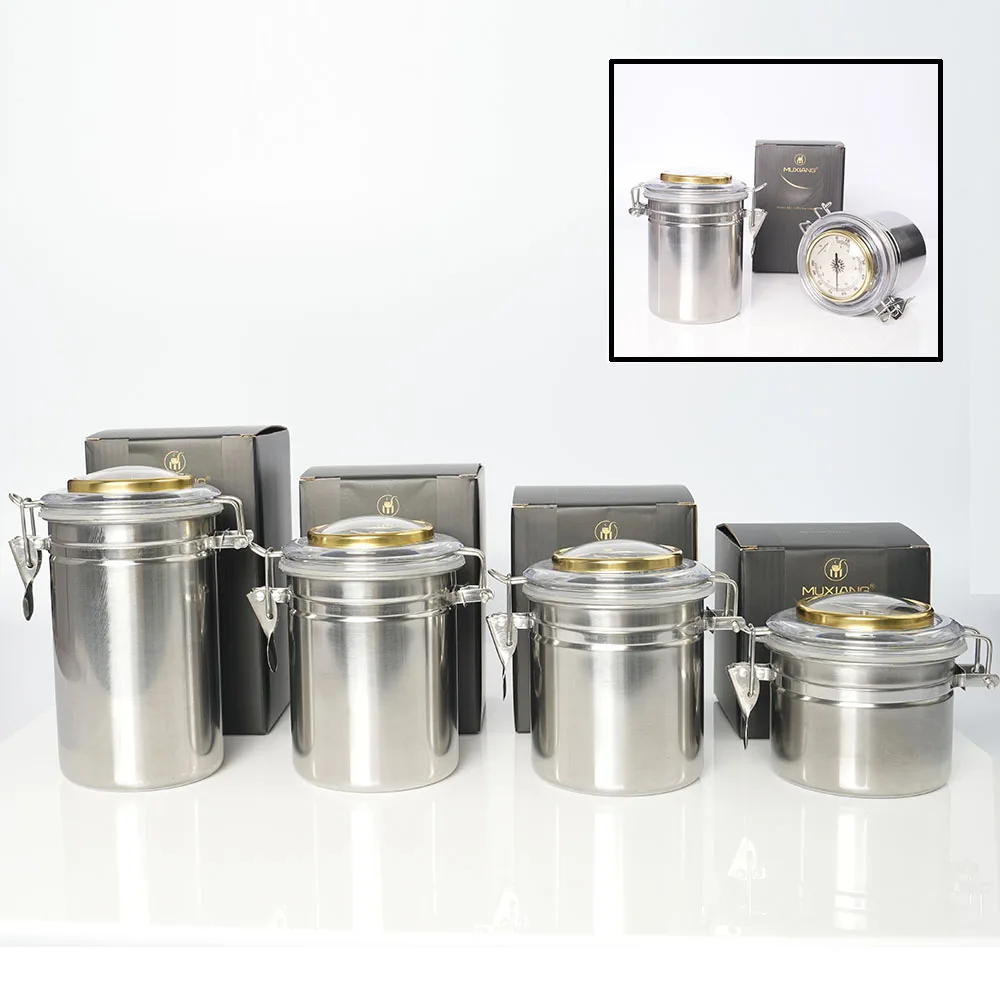 Stainless steel moisturizing jar with thermometer display moisturizing sheet for storing tobacco cigars savings jar gift box tobacco humidor jar