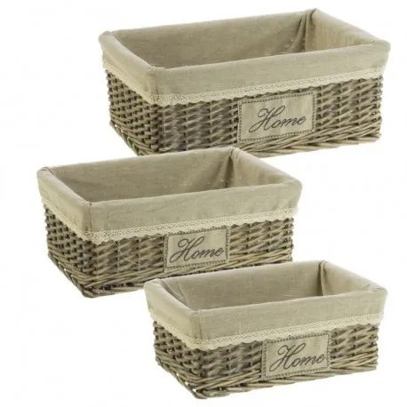 Cestas multiusos románticas beige de mimbre para baño France| |