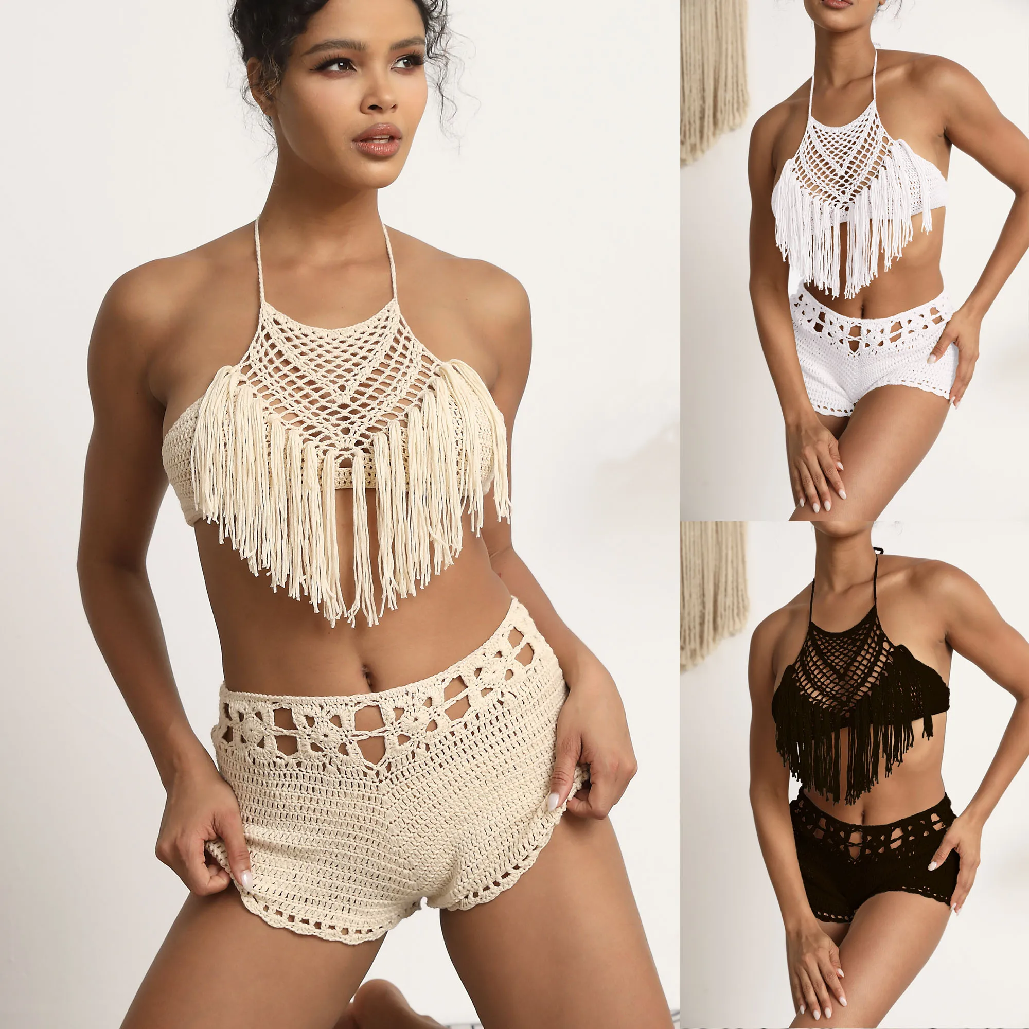 Professional Quick Sell Amazon Hand Crochet Beach Bikini - Handcrafted Design (68cm Length, 78-90cm Bust, 80-120cm Waist, Unique Pieces)