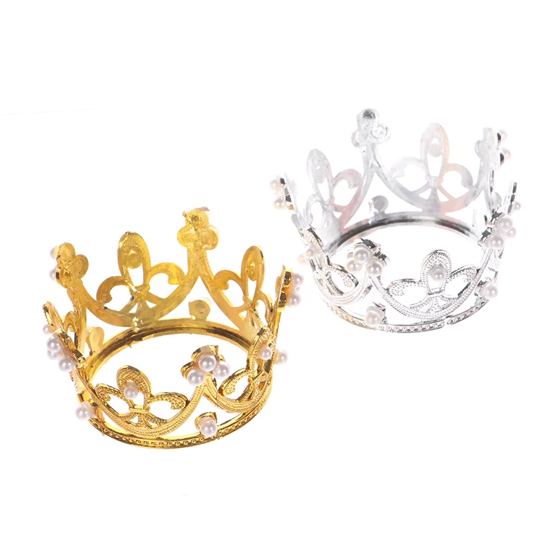 Mini Crown Cake Decoration Princess Topper Pearl Tiara Crown Baking Decoration DIY Cake Birthday Crown Decoration