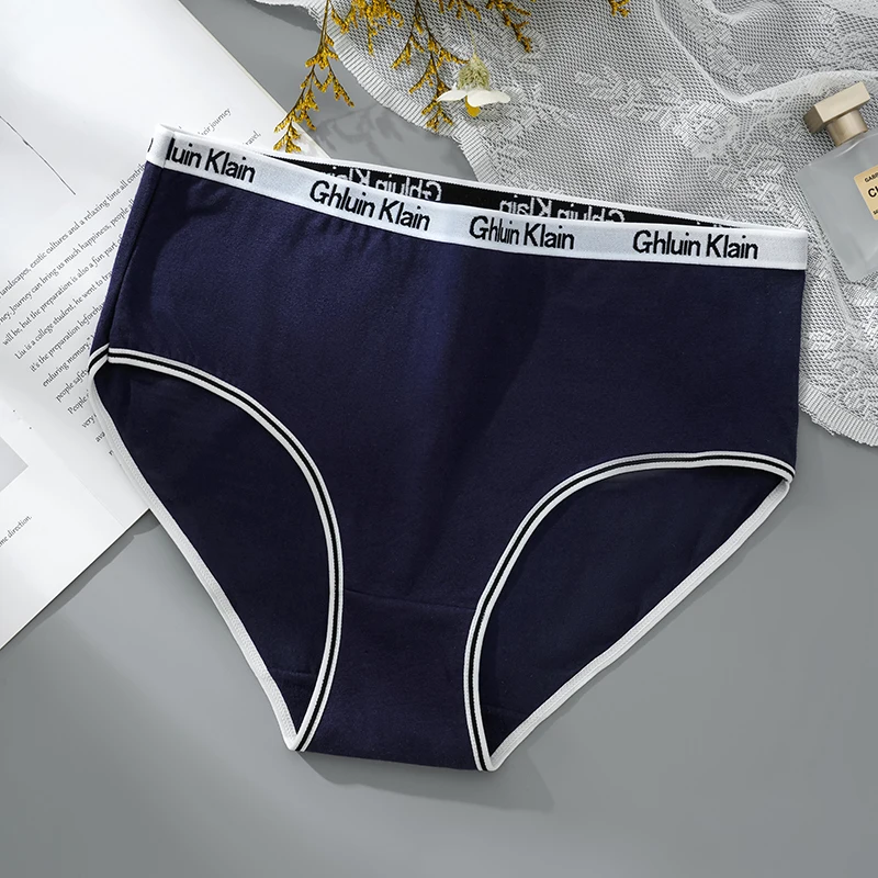 Bragas de algodón con cinturón de letras para mujer, ropa interior