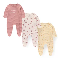 Kiddiezoom 3 Pcs/Lot Autumn Winter Long Sleeve Casual Sweet Baby Girl Romper 100%Cotton Soft Newborn Jumpsuits Clothes 1