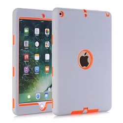 Étuis pour nouveau IPad 9.7 pouces 2017 (A1822/A1823), antichoc 3 couches en caoutchouc souple et coque de protection PC rigide 