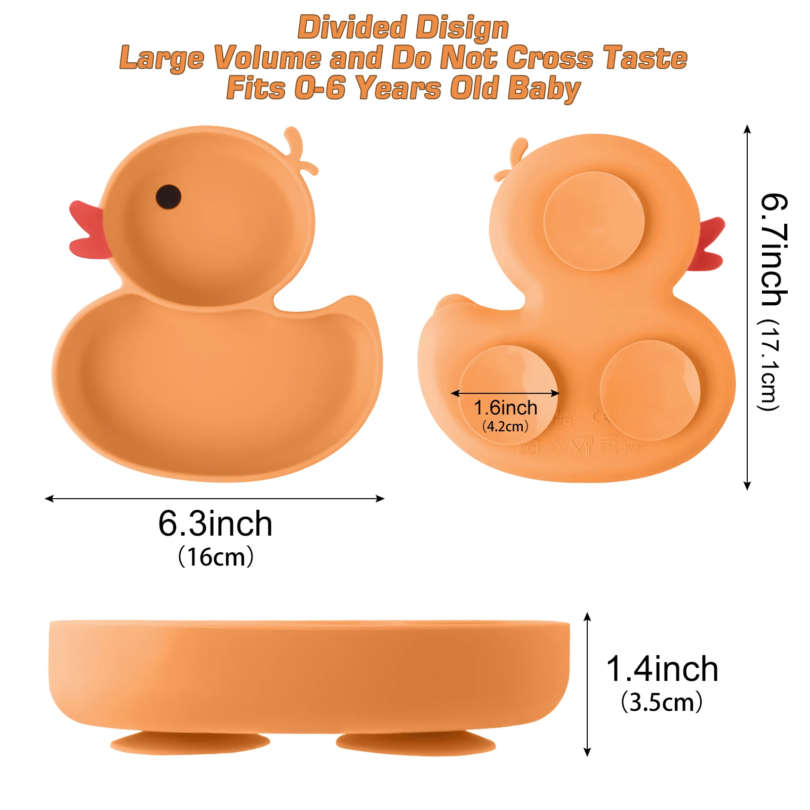 Upgrade Silicone Baby Plate Cute Yellow Duck Children Dishes Suction Plates for Toddlers Baby Training Feeding Sucker Dinnerware