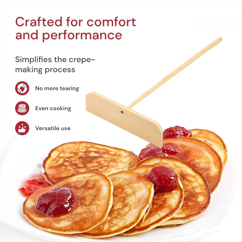 Crepe Spreading Tool, Batter Crepe Tool, T-shaped Pastry-Wooden Baking Stick-Kitchen Pancake/crepes Making Tool