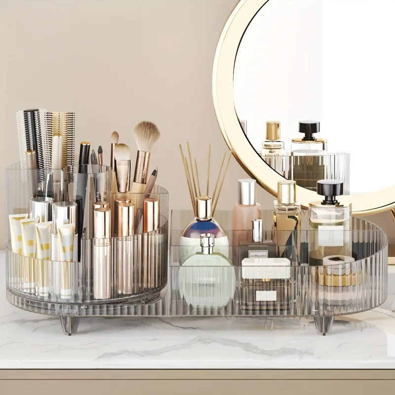 360°Rotating Makeup Organizer Makeup Brush Holder Cosmetic Storage Box Makeup Storage Organizer Pencil Holder Lipstick Organizer 3