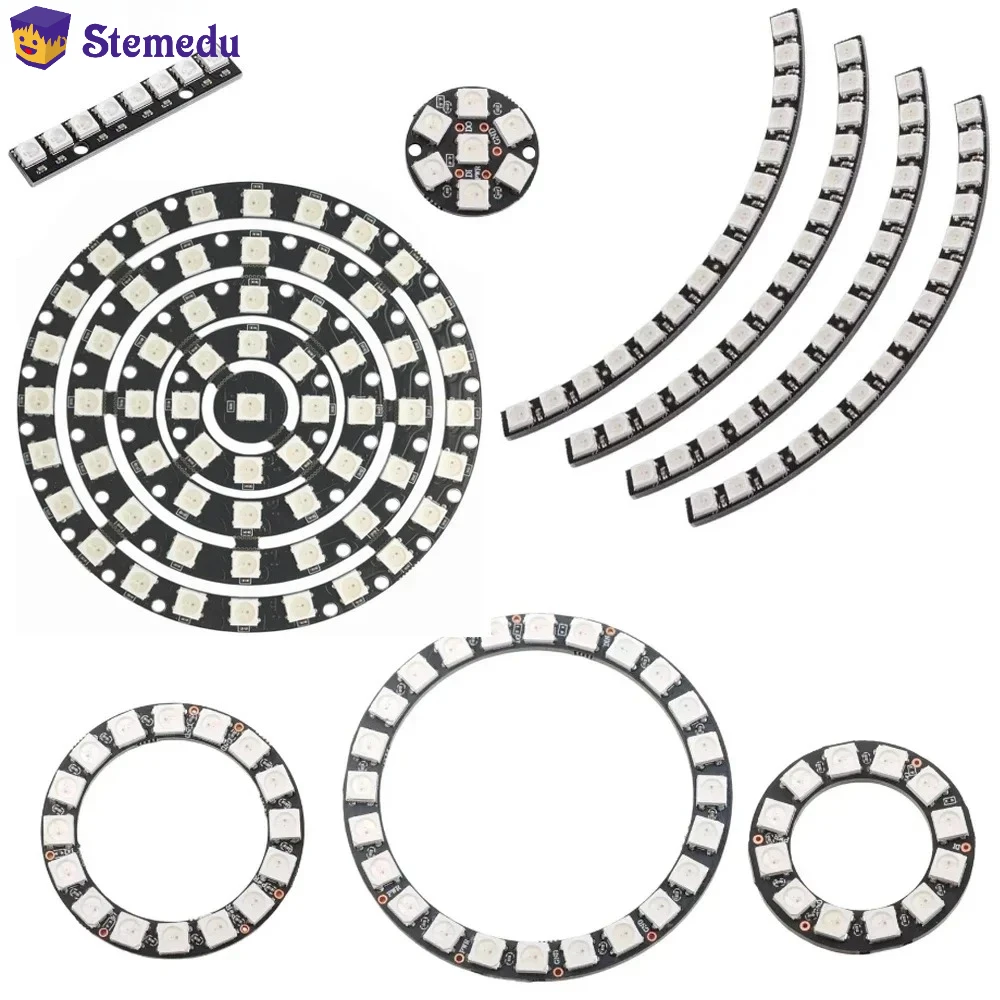 WS2812B 5050 RGB LED 링 7/8/12/16/24/60비트 램프 조명 (내장 드라이버 포함) WS2812 (아두이노, 라즈베리 파이용)