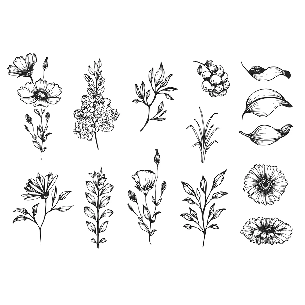 Flower Petals Clear Stamps Transparent Silicone Stamp for DIY Scrapbooking Decorative Card Making Crafts Fun Decoration 11*16cm 
