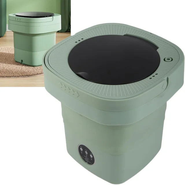 Foldable Washing Machine,6.5L Portable Travel Folding Washing Bucket  Underwear Baby Clothes Small Items Washer with Spin Dryer 2