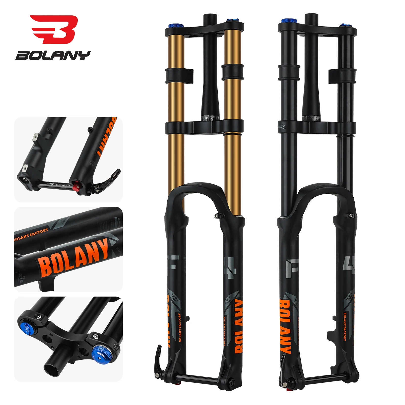 Fourche VTT Suspension Double épaule – 27.5/29 Pouces – Débattement 160 Mm – Lockout