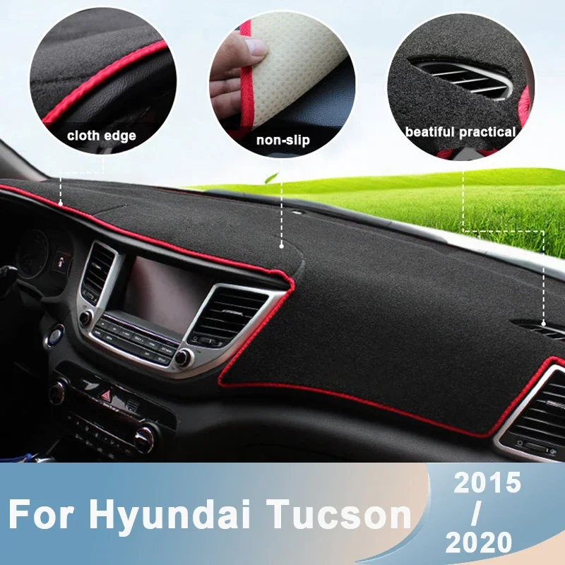 For Hyundai Tucson Tl 2015- Car Dashboard Avoid Light Pad Instrument Platform Cover Mats Accessories 3d Auto Parts