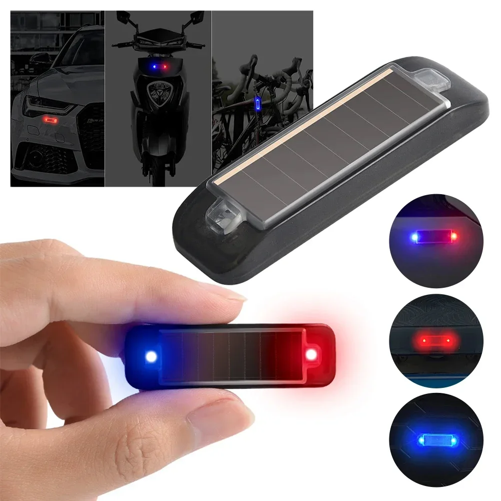 Mini spia LED per auto Previene la collisione posteriore Luce stroboscopica a energia solare Lampada lampeggiante antifurto per motocicli - immagine 2