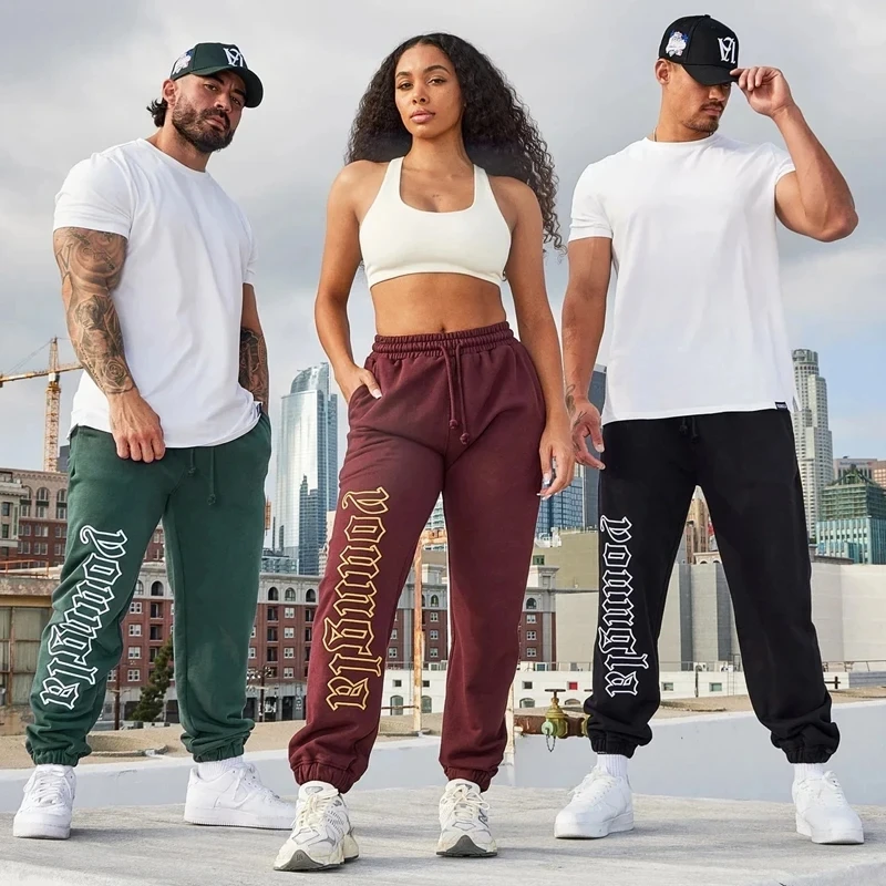 Embroidery Sports Fitness Drawstring Pants Joggers Gym Running Trousers Training Men Sweatpants Fashion Ankle Banded Pants