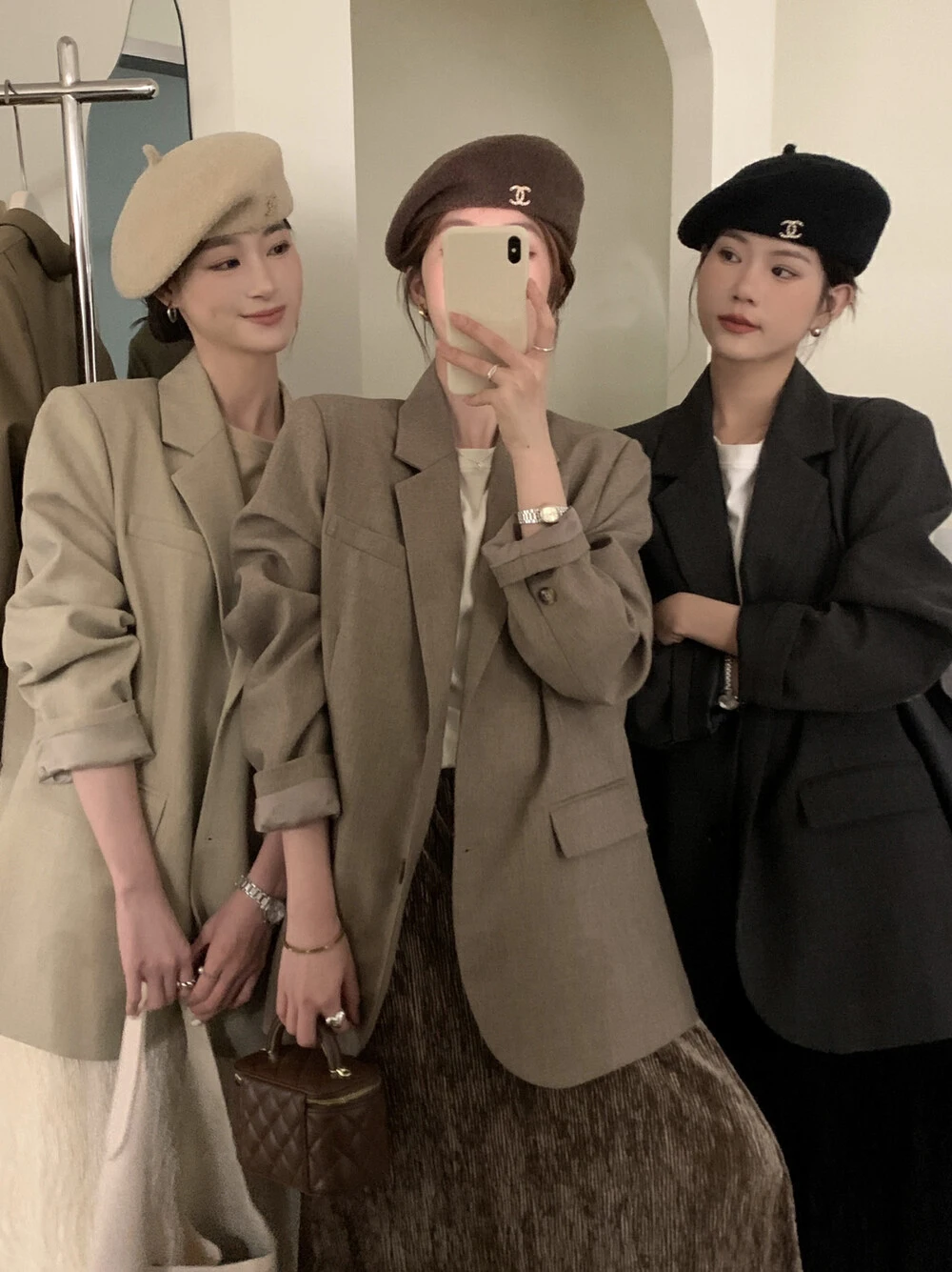 

Korean Blazers Jackets Women 2023 Spring Autumn New Long Sleeve Loose Solid Color Fashion Basics Classic Office Lady Suit Coats