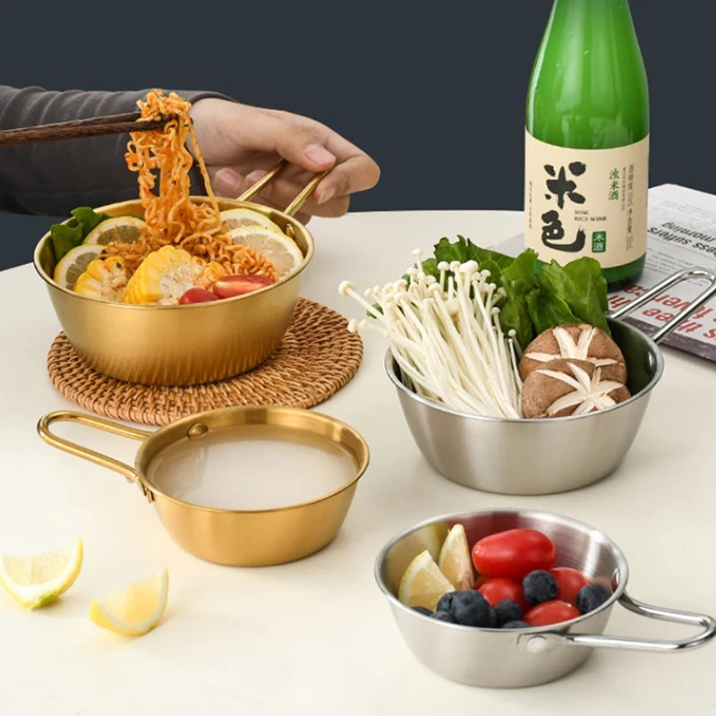 손잡이가 달린 둥근 쌀 와인 그릇, 스테인레스 스틸, 가정용 음식 소스 그릇, 컵 식기, 식기류, 주방 용품