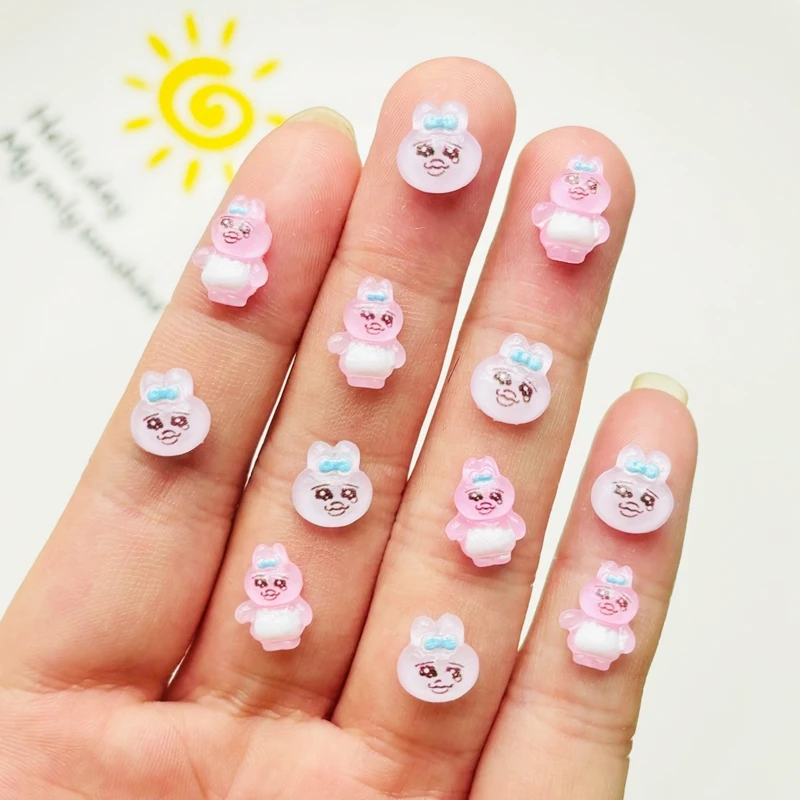 Resin Jewelry Accessories 50 Pcs Cute Mini Cartoon Sad Rabbit Figurine Crafts Ornament Manicure Hairpin Making