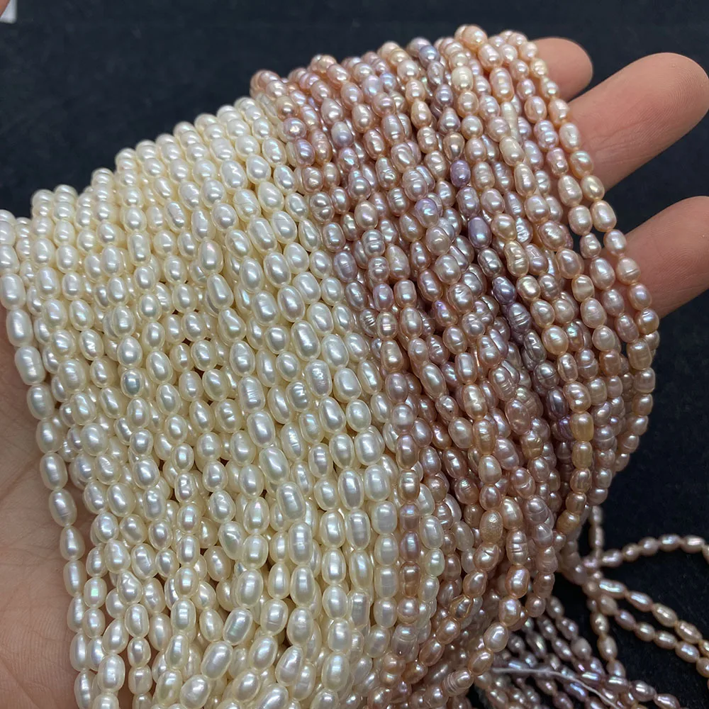 

Natural Freshwater Pearls Beads 3mm Rice Shape Beads for Jewelry Making DIY Bracelet Necklace Earrings Accessories Pearl Beaded