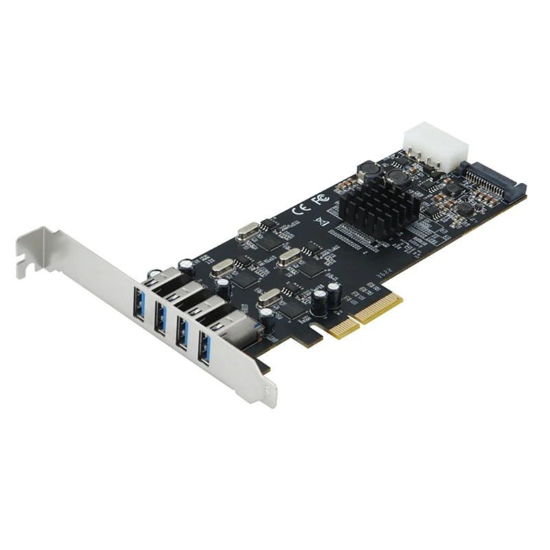 

Pcie 4 Ports USB3.0 Expansion Card 20G PCI-E To 4 Channels USB 3.0 Riser Card PCI Express Adapter Card