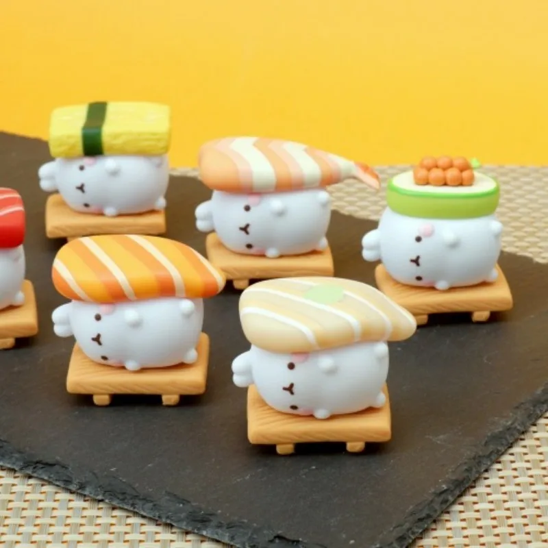 

6pcs/set Molang Bunny Sushi Series Blind Box Toys Guess Bag Surprise Box Caja Ciega Anime Rabbit Figures Model Doll Fans Gift