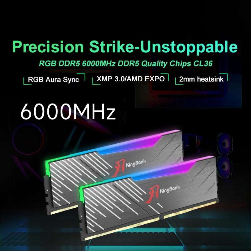 KingBank ram DDR5 32GB (16GBx2) 6000MHz CL36 Memoria Ram 6000MHz