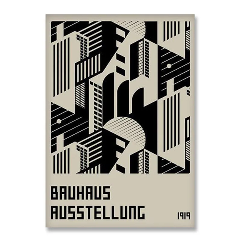Black and White Modernism Canvas Print - Vintage Minimalist Bauhaus Wall Art
