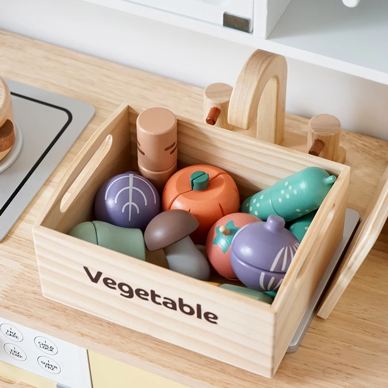 Wooden Cut Fruits & Veg Set, Safe Montessori Toy for Kids, Pretend Play, Eco-Friendly, Gift Idea. 2