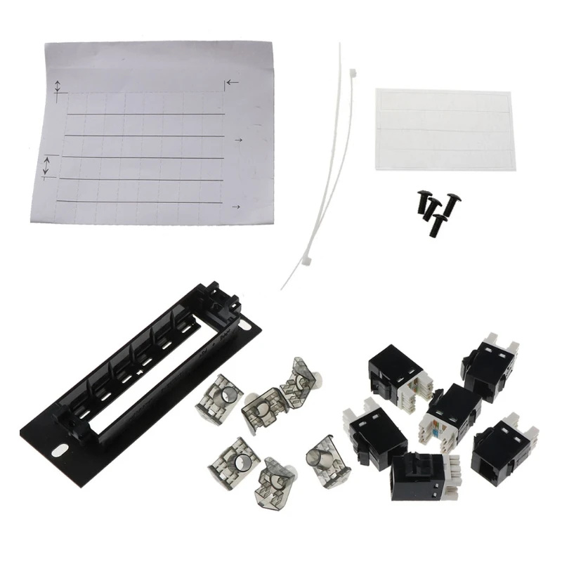 B0KA CAT6 Patch Panel Electronic Cable Wall Mount Rack Bracket LAN RJ45  Connection Wiring 6-core