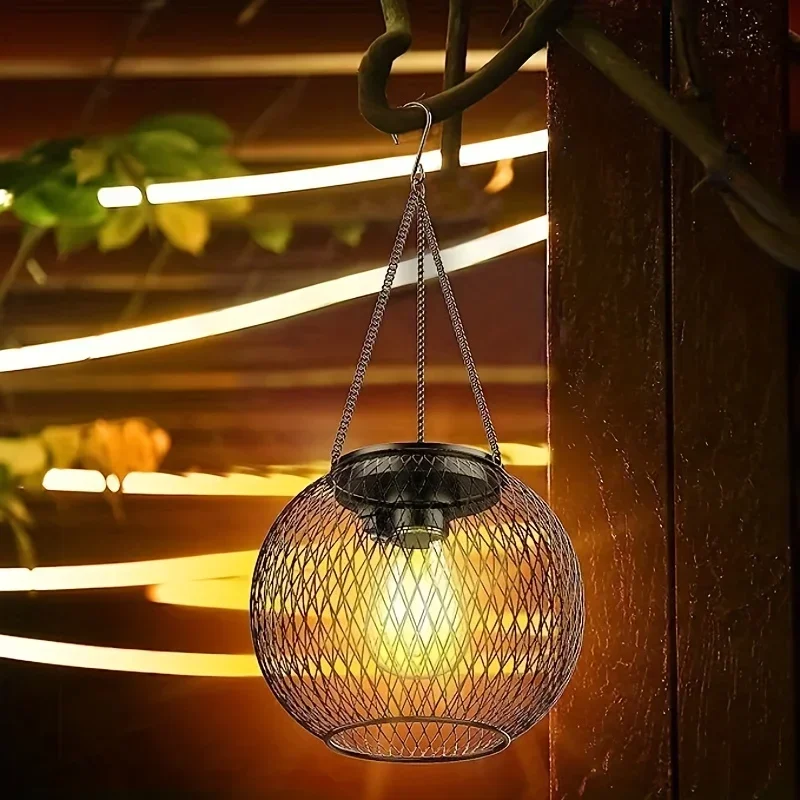 2PCS Outdoor Solar Lanterns Light Hanging Solar Lights Decorative LED Lighting Metal Waterproof Tree Light For Garden Yard Patio