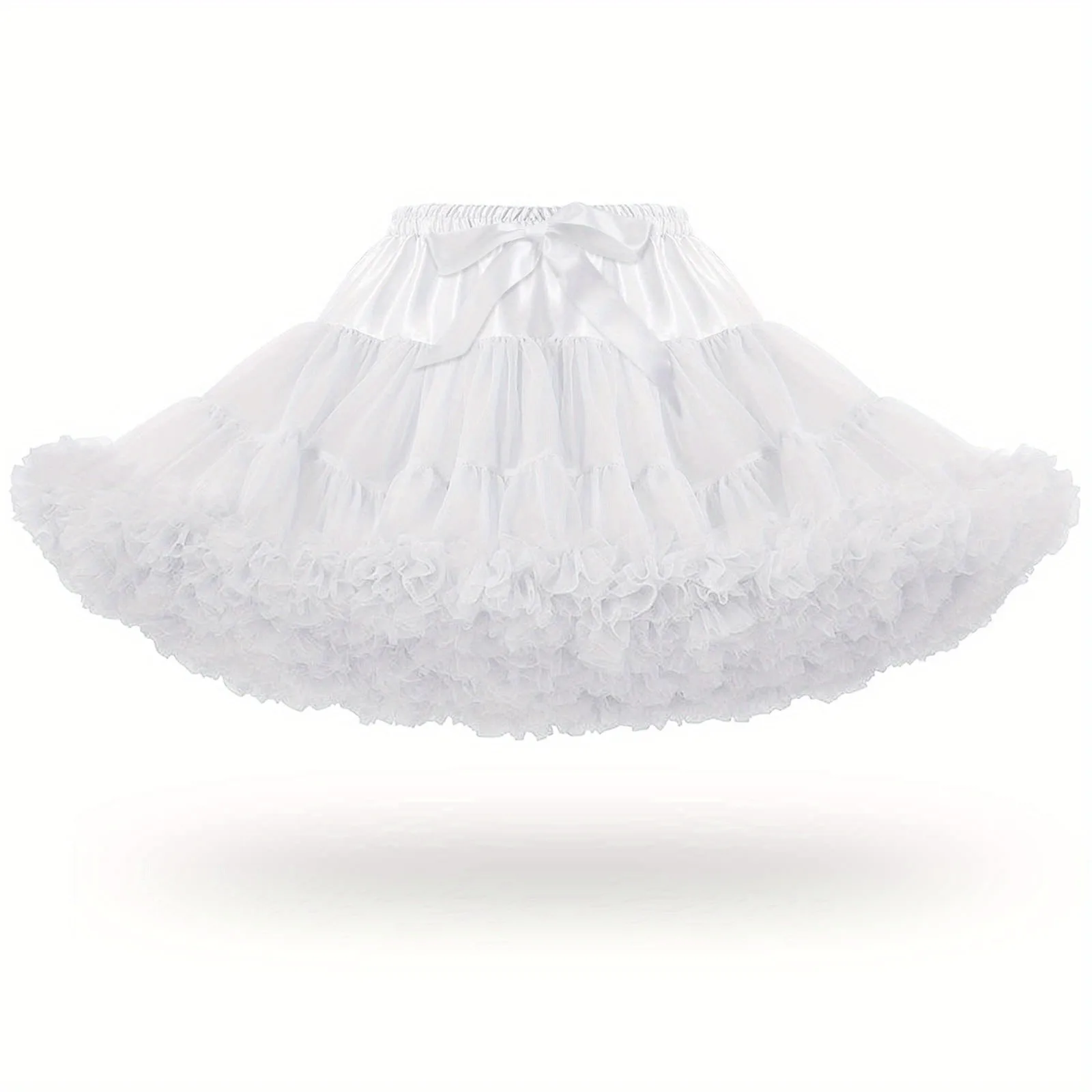 Women's Elastic Chiffon Petticoat Puffy Tutu Tulle Skirt Princess Ballet Dance Pettiskirts Underskirt Multi-Layer