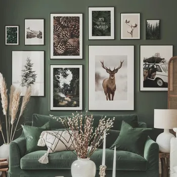 Christmas Stag Pine Cones Wall Art 1