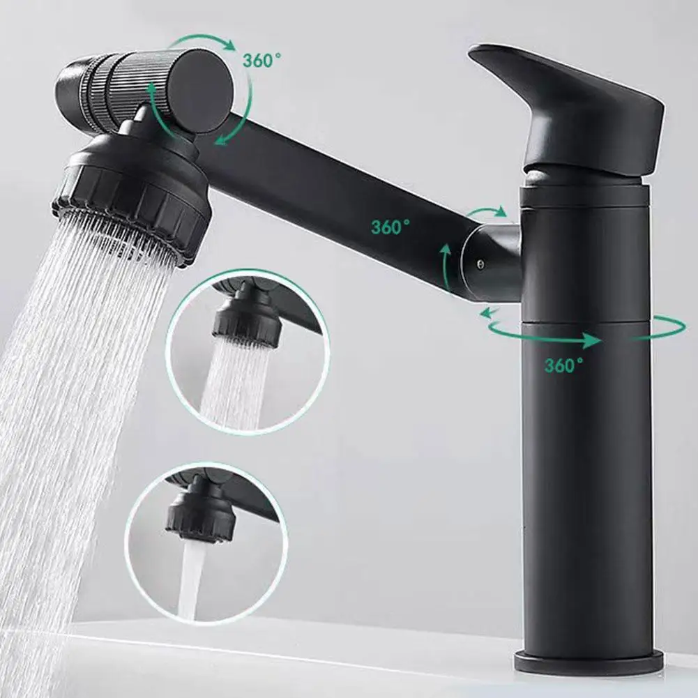 360DegreeRotatingRVMotorhomeBathroomMixerTapMatteBlackBasin